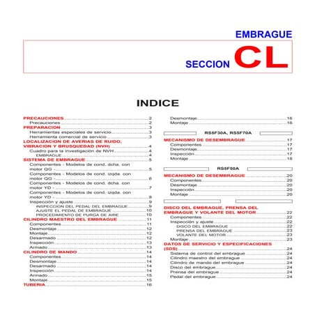 Cl  Manual de taller Nissan Almera modelo m16 embrague