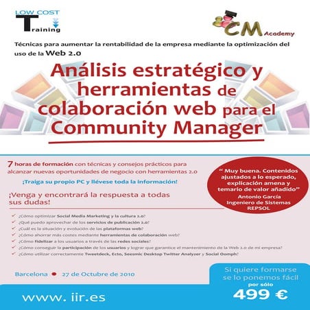 Análisis estratégico y herramientas de colaboración web para el Community Man...