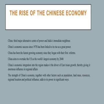 World politics :The Rise of the Chinese Economy | PPTX