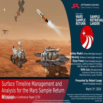 Surface Time Management and Analysis for the Mars Sample Return Mission ...