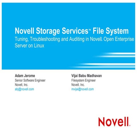 NSS File System Performance, Clustering and Auditing in Novell Open Enterpris...