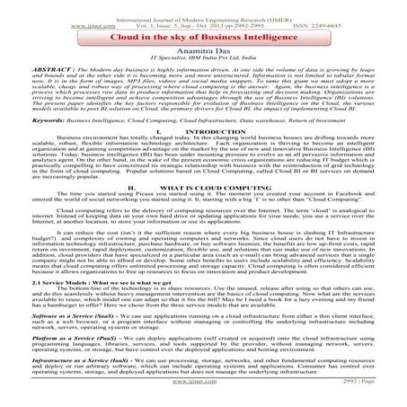 Cloud in the sky of Business Intelligence