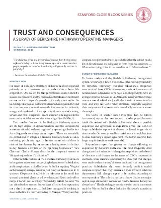 Trust and Consequences: A Survey of Berkshire Hathaway Operating Managers