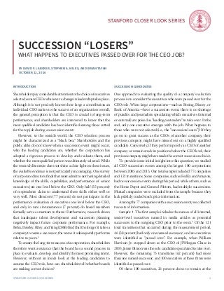 Succession “Losers”: What Happens to Executives Passed Over for the CEO Job? 