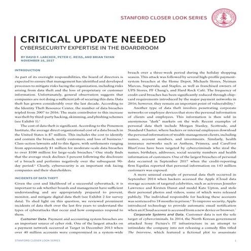 Critical Update Needed: Cybersecurity Expertise in the Boardroom