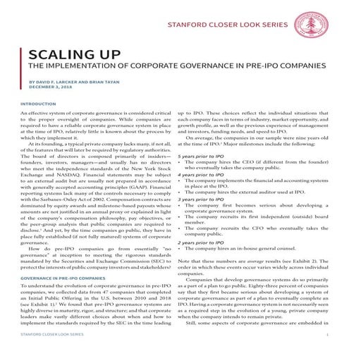Scaling Up: The Implementation of Corporate Governance in Pre-IPO Companies