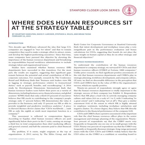 Where Does Human Resources Sit at the Strategy Table?