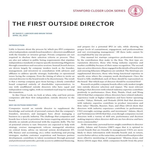 The First Outside Director