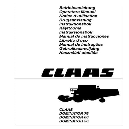 Claas Dominator Operators manual