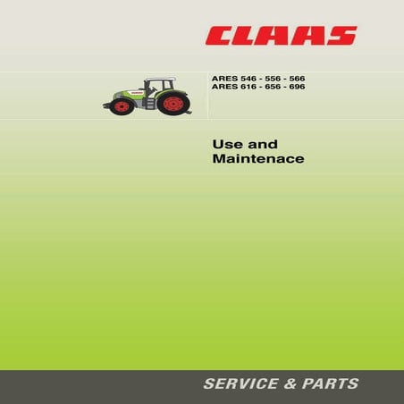Claas Ares 546 - 556 - 566 Tractor maintenance manual