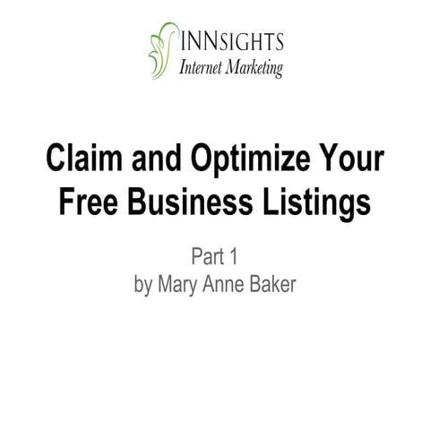 Claim and Optimize Your Local Business Listings, Part One