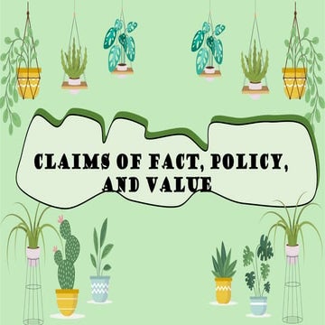 Claim of fact, policy and value for grade 1o English subject