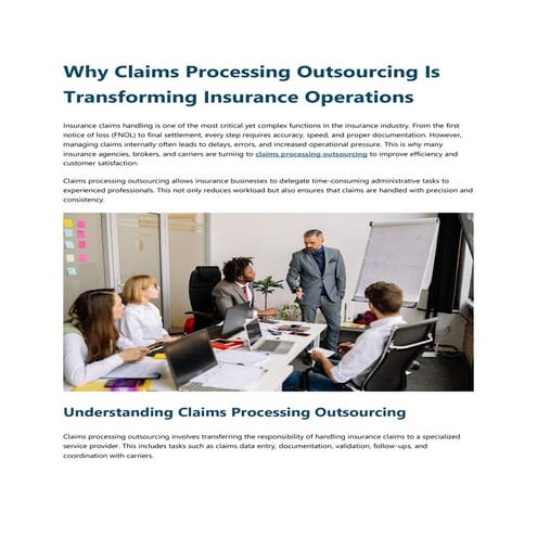 Transforming Insurance Operations Through Claims Processing Outsourcing ...