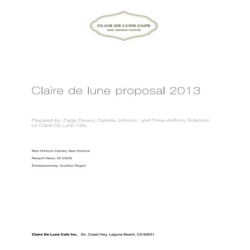 Clair de Lune Restaurant Proposal