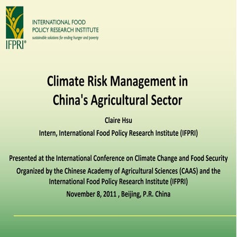Claire Hsu — Climate risk management in china's agricultural sector