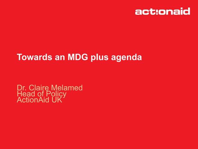 Towards an MDG plus agenda