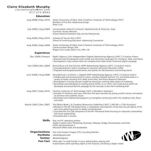 Claire Elizabeth Murphy Resume