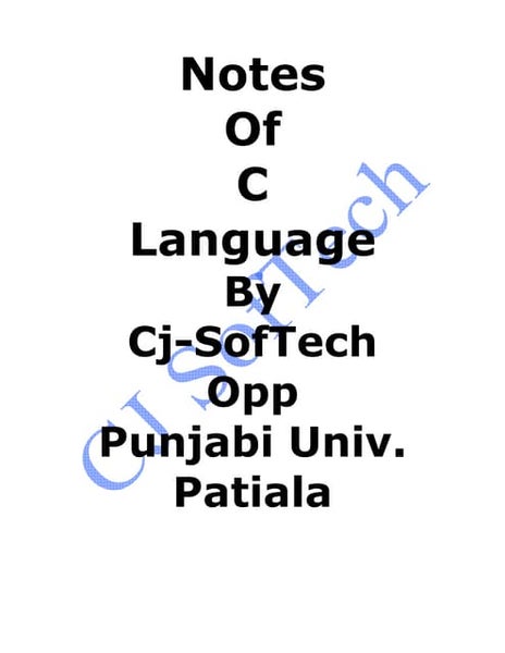 Notes of c programming 1st unit BCA I SEM