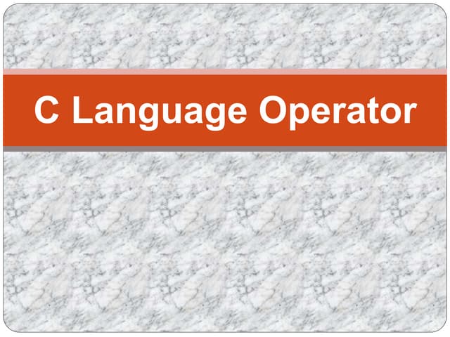 C language operators