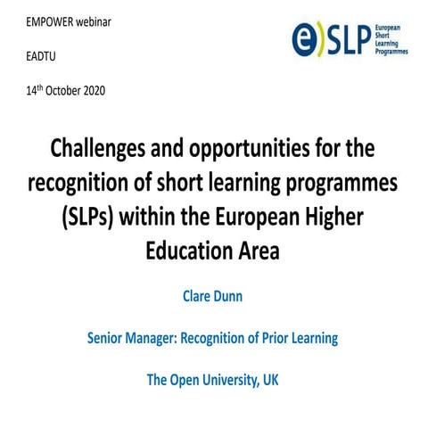 [SLP webinar week] Challenges and opportunities for the recognition of short ...