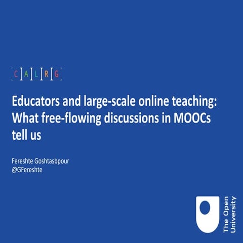 Educators and large-scale online teaching: What free-flowing discussions in M...