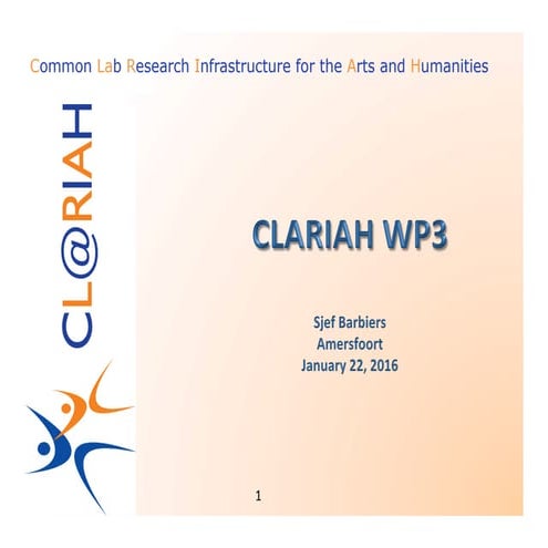 WP3: overzicht van de voortgang van WP# op de CLARIAH-dag