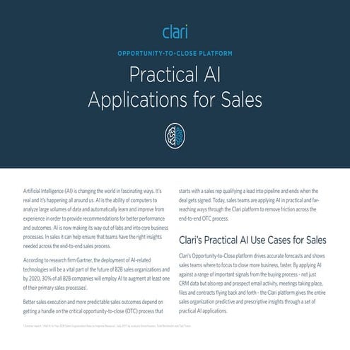 Clari's AI Applications for Sales