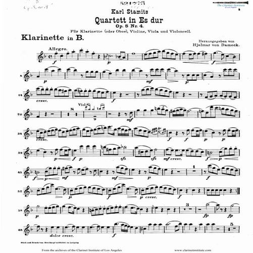 institute] stamitz, karl quartet for and strings, op