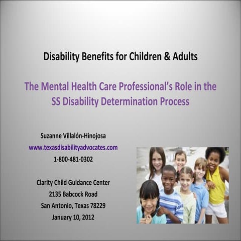 The Mental Health Care Professional's Role in the SS Disability Determination...