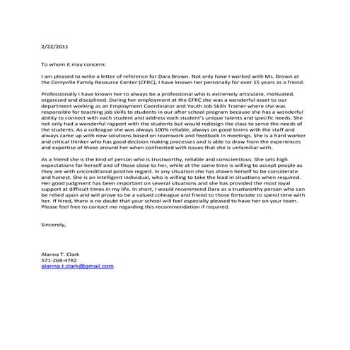 Recommendation Letter III