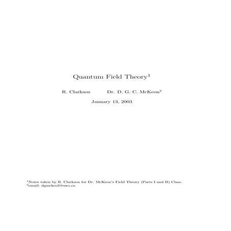 Clarkson r., mc keon d.g.c. quantum field theory (u.waterloo 