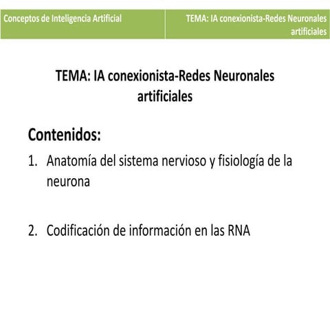 IA conexionista-Redes Neuronales Artificiales: introducción