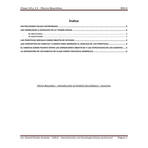 Clase 10 y 11   Pierre Bourdieu - Introducción al Análisis Sociológico 