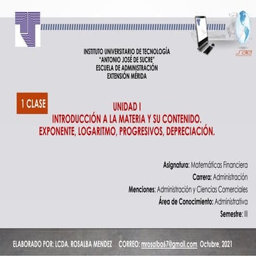 Clase 1 Unidad I Introduccion a la Matematica financiera | PDF