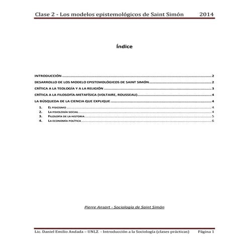 Clase 2 -  Los modelos epistemologicos de Saint Simón