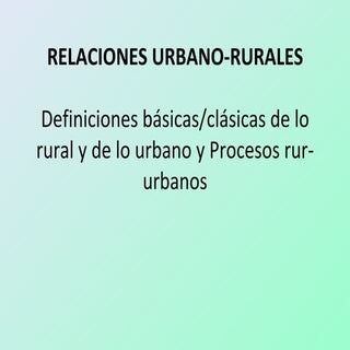 Relaciones Urbano-Rurales