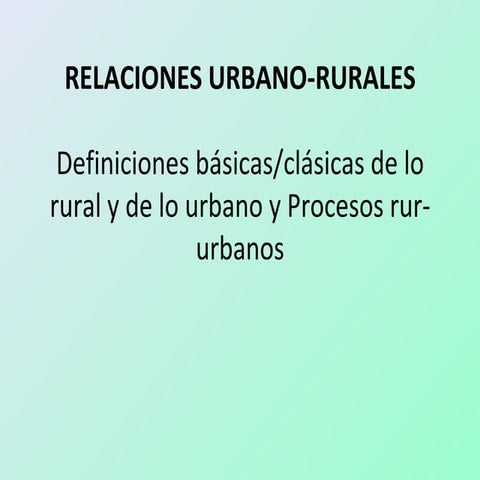 Relaciones Urbano-Rurales