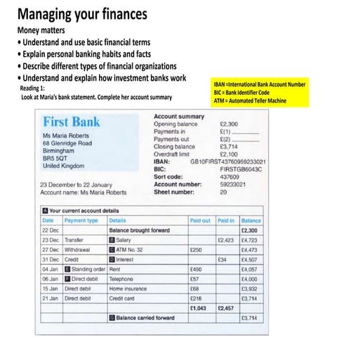 5b. Talking About Money - Basic Money Signs and Banking Terms | PPTX
