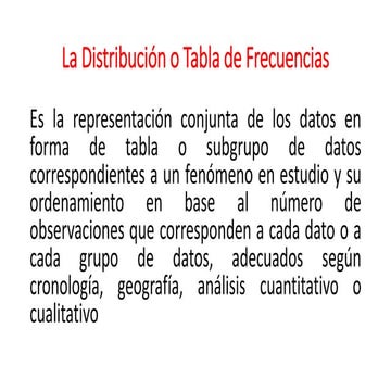 La Distribución o tabla de frecuencias de datos