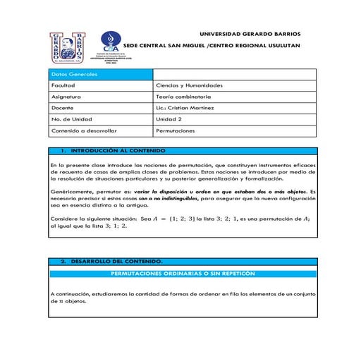 Clase 3, permutaciones lineales y circulares | PDF