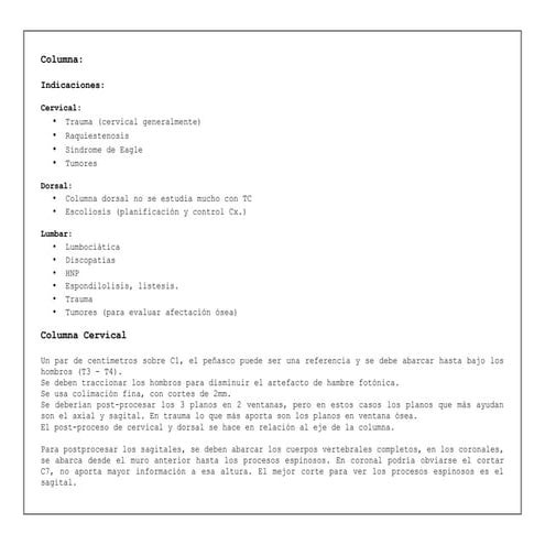 Estudio de Columna vertebral por TC