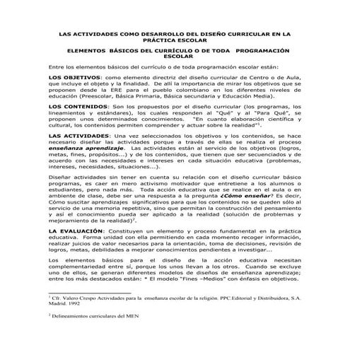 ELEMENTOS BASICOS DE LA PROGRAMACION ESCOLAR | PDF