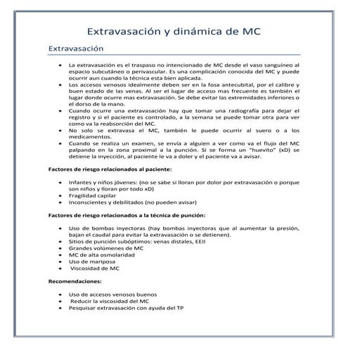 Extravasación de medio de contraste en TC