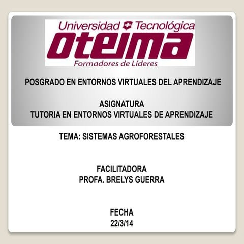 Clase on line sistemas agroforestales