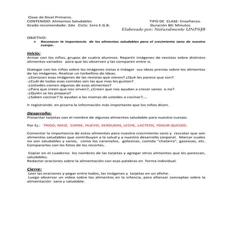 Clase primaria alim saludable