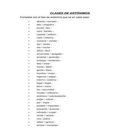 CLASES DE ANTÓNIMOS. Indicar el tipo de antónimo que existe en cada par.docx