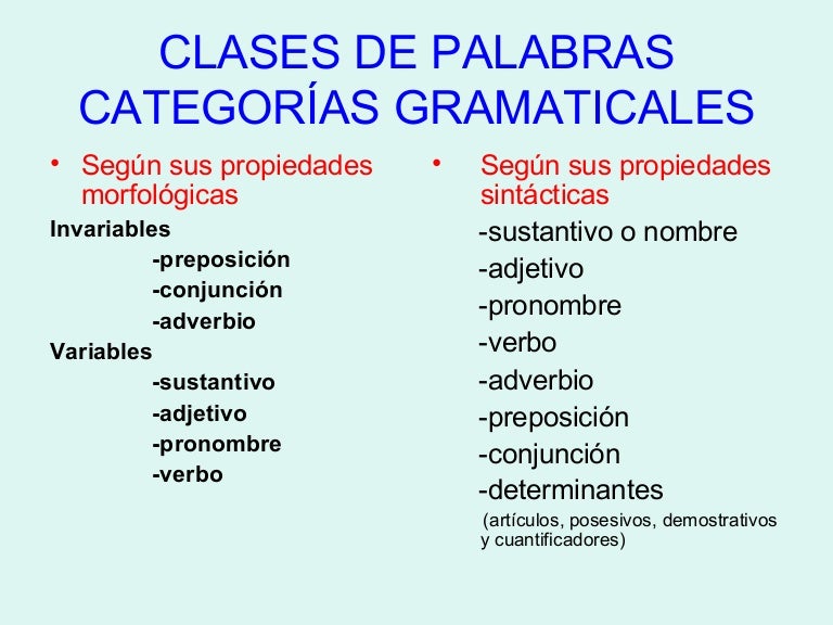 Clases de palabras
