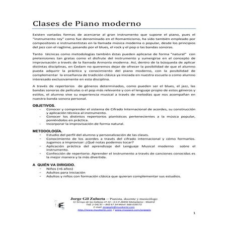 Clases de piano moderno