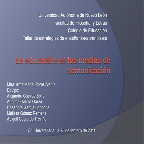 Presentación "La educación en los medios de comunicación"