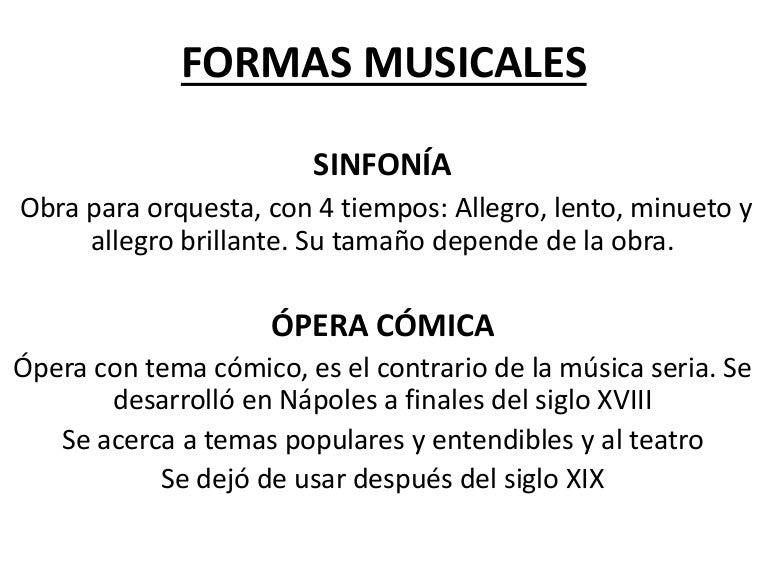 Clasicismo formas musicales